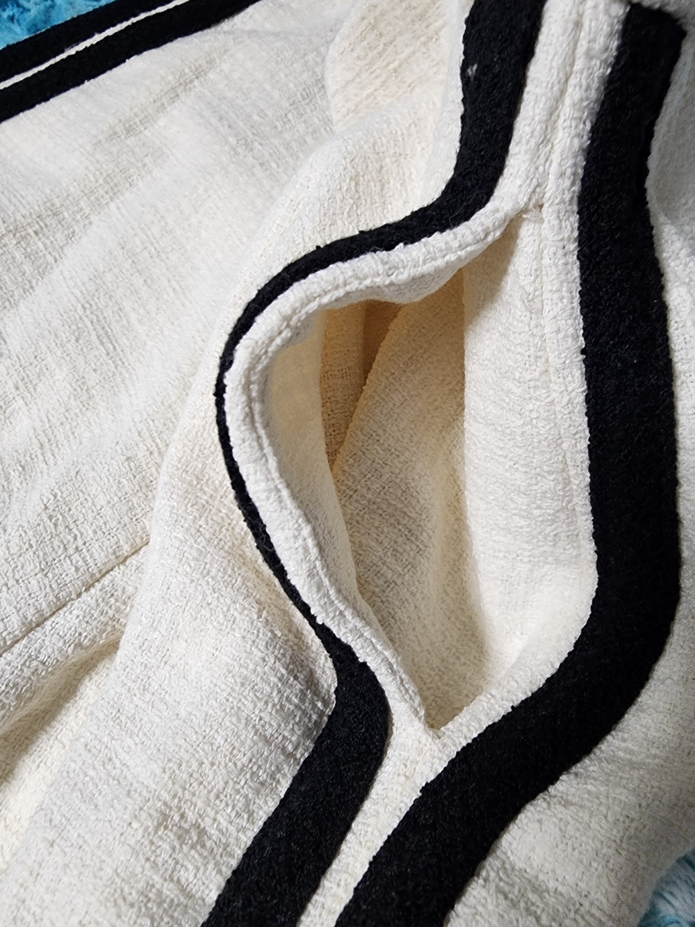 Able Cream Knit Wide-Leg Pants with Black Side Stripes - Picture 5 of 9